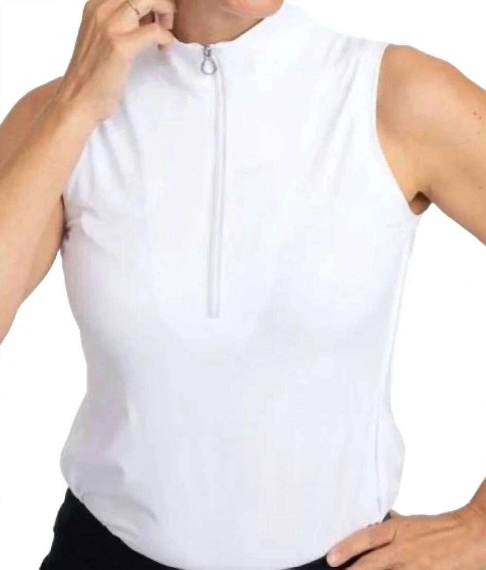 NEW KINONA lawai keep it covered sleeveless polo shirt in white